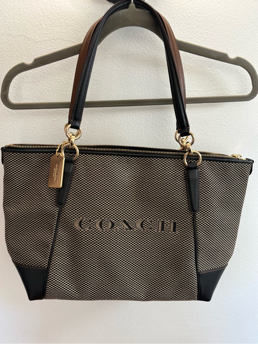Coach Black Check Tote Bag Purse